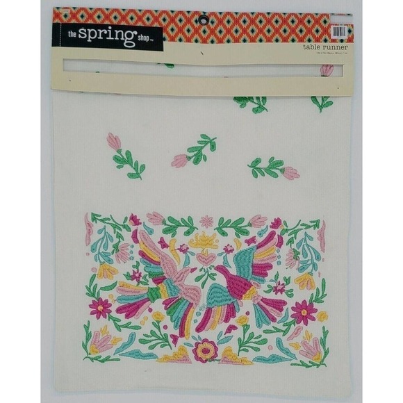Multi-Color Embroidered Bird Table Runner - Picture 2 of 4